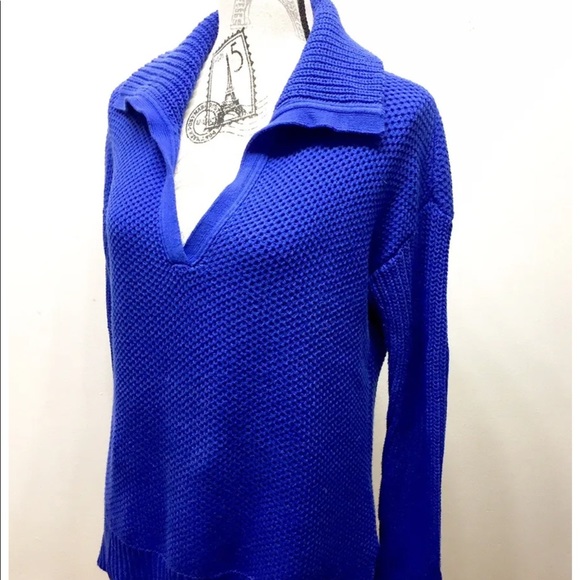 Ralph Lauren Women Pullover chunky knit Sweater V- Neck Blue Small - Picture 2 of 10